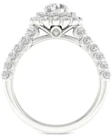 Diamond Double Halo Multi-Row Engagement Ring (1-1/2 ct. t.w.) in 14k White Gold