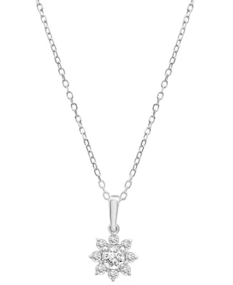 Diamond Star Flower Pendant Necklace (1/3 ct. t.w.) 14k Gold, 15" + 3" extender