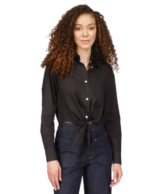 Michael Kors Women's Poplin Tie-Front Button-Down Cotton Shirt, Regular & Petite