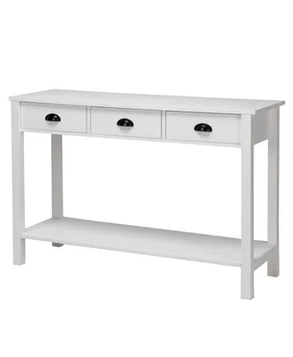Costway 47" Console Table Hall Table Side Desk Accent Table Drawers Shelf Entryway
