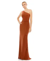 Women's Ieena Jersey One Shoulder Belted Trumpet Gown