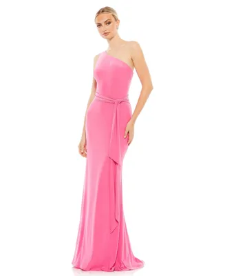 Women's Ieena Jersey One Shoulder Belted Trumpet Gown