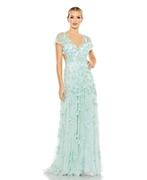 Mac Duggal Women's Embellished Lace Up Flowy Gown