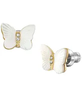 Fossil White Mother of Pearl Radiant Wings Stud Butterfly Earrings