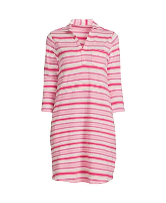 Lands' End Women's Cotton Slub 3/4 Sleeve Polo Dress