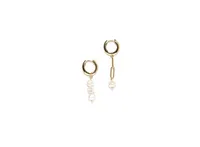 Joey Baby 18K Gold Plated Freshwater Pearls Mismatch Style - Aki Earrings For Women