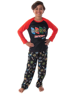 Beyblade Boys Burst Spinner Tops Fafnir Let It Rip! 2 Piece Shirt And Pants Pajama Set (Sm, 6/7)