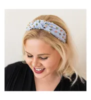 Headbands of Hope Women's Traditional Knot Headband - Light Blue Gem