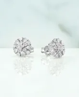 Diamond Flower Burst Stud Earrings (1/10 ct. t.w.) in Sterling Silver, Created for Macy's