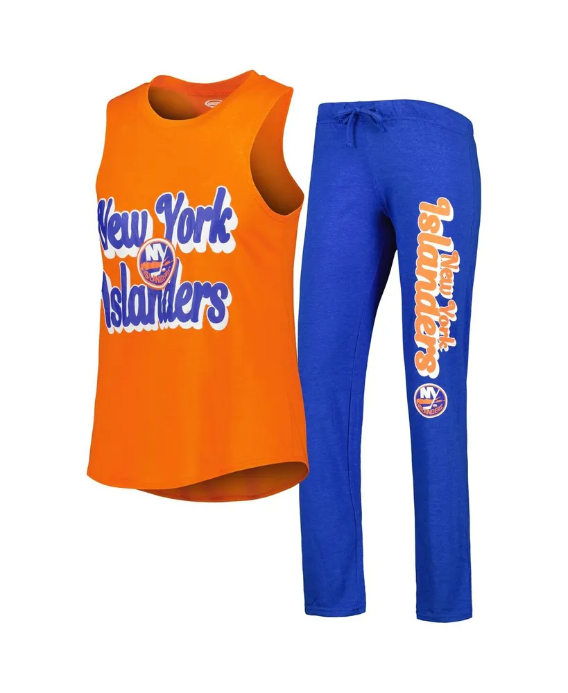 Women's Concepts Sport Heather Orange, Heather Royal New York Islanders Meter Muscle Tank Top and Pants Sleep Set