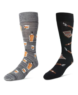 MeMoi Men's Crew Food Drink Assortment Socks, Pair of 2