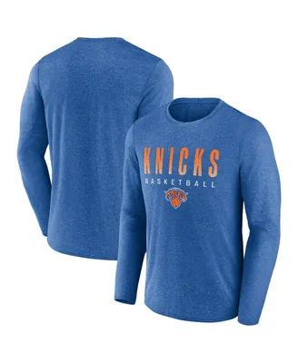 Men's Fanatics Heathered Blue New York Knicks Where Legends Play Iconic Practice Long Sleeve T-shirt