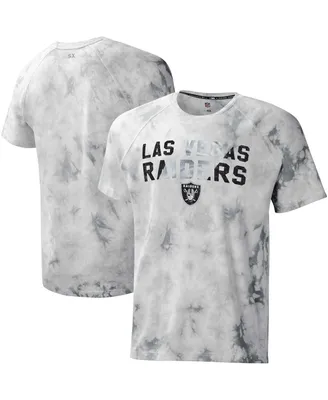Men's Msx by Michael Strahan Gray Las Vegas Raiders Resolution Tie-Dye Raglan T-shirt