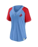 Women's Fanatics Light Blue St. Louis Cardinals Bunt Raglan V-Neck T-shirt