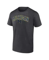 Men's Fanatics Heather Charcoal Michigan Wolverines Campus T-shirt