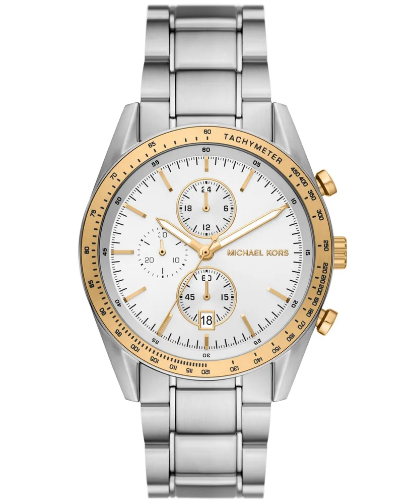 Michael Kors Men's Warren Quartz Chronograph Silver-Tone Stainless Steel Watch 42mm - Silver