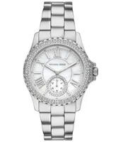 Michael Kors Women's Everest Quartz Three-Hand Silver-Tone Stainless Steel Watch 40mm - Silver