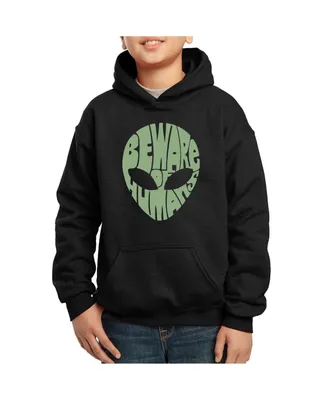 Big Boy's Word Art Hooded Sweatshirt - Beware of Humans
