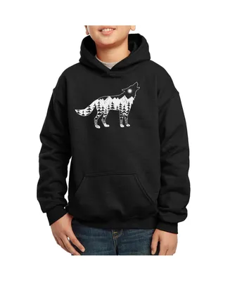 Big Boy's Word Art Hooded Sweatshirt - Howling Wolf