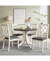 Simplie Fun Mid-Century Solid Wood 5-Piece Round Dining Table Set