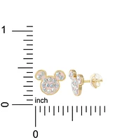 Disney Crystal Mickey Mouse Stud Earrings in 18k Gold-Plated Sterling Silver