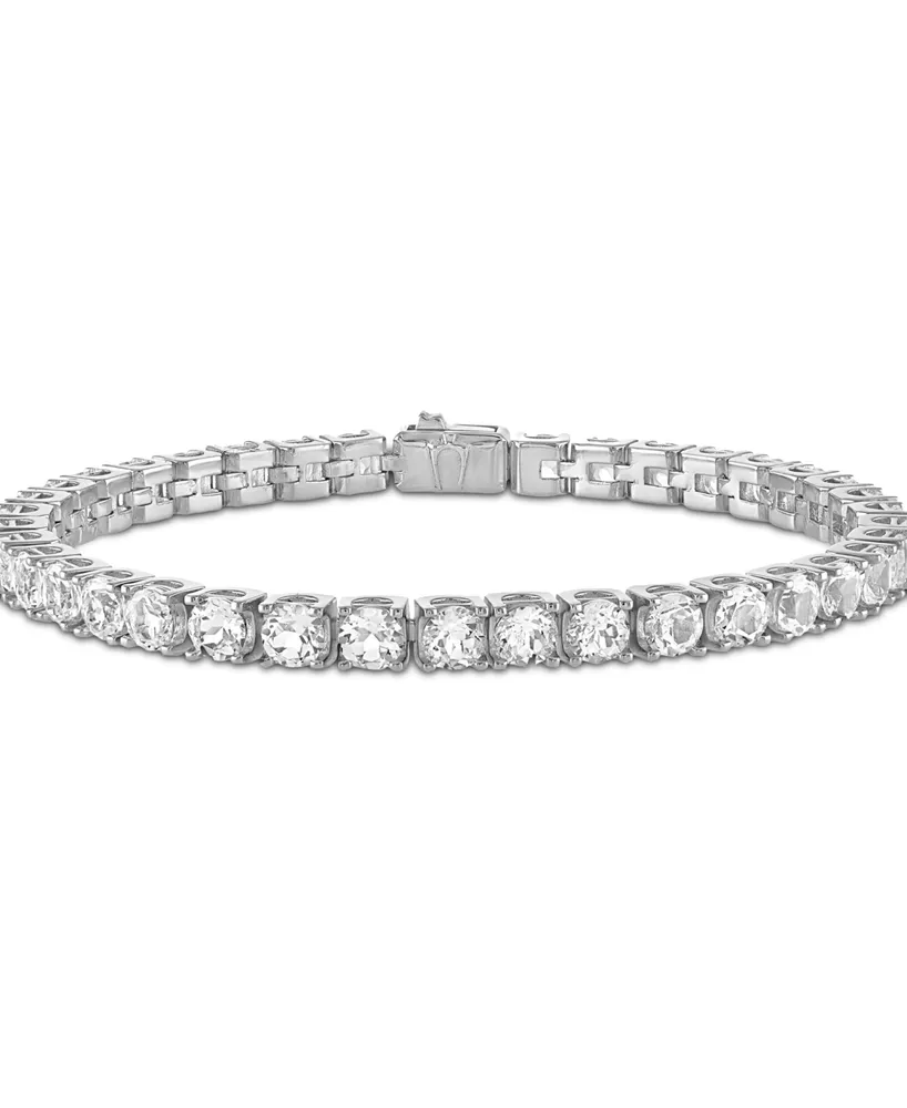 Bulova Men's White Topaz Icon Tennis Bracelet (1/10 ct. t.w.) in Sterling Silver