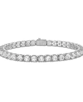 Bulova Men's White Topaz Icon Tennis Bracelet (1/10 ct. t.w.) in Sterling Silver