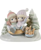 Precious Moments Away We Go in The Snow Limited Edition Bisque Porcelain Figurine