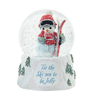 Precious Moments Tis The Ski-Son To Be Jolly Annual Snowman Resin, Glass Musical Snow Globe