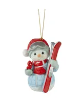 Precious Moments Tis The Ski-Son To Be Jolly Annual Snowman Bisque Porcelain Ornament