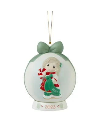 Precious Moments Sweet Christmas Wishes 2023 Dated Ball Bisque Porcelain Ornament