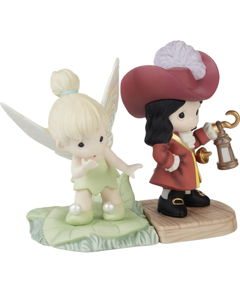 Precious Moments Life is A Daring Adventure Disney Tinker Bell and Captain Hook 2-Piece Bisque Porcelain Figurine Set