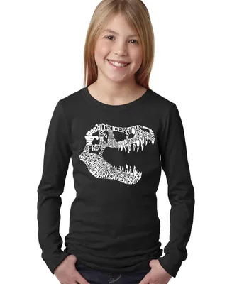 Big Girl's Word Art Long Sleeve T-Shirt - Trex