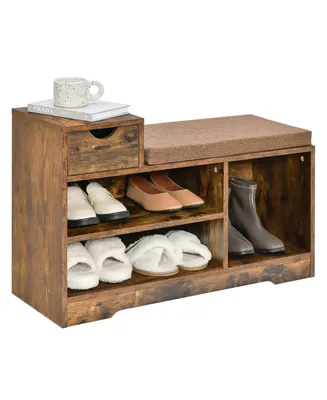 Costway 2-tier Shoe Bench Storage Shoe Rack Organizer Cabinet with Cushion for Entryway