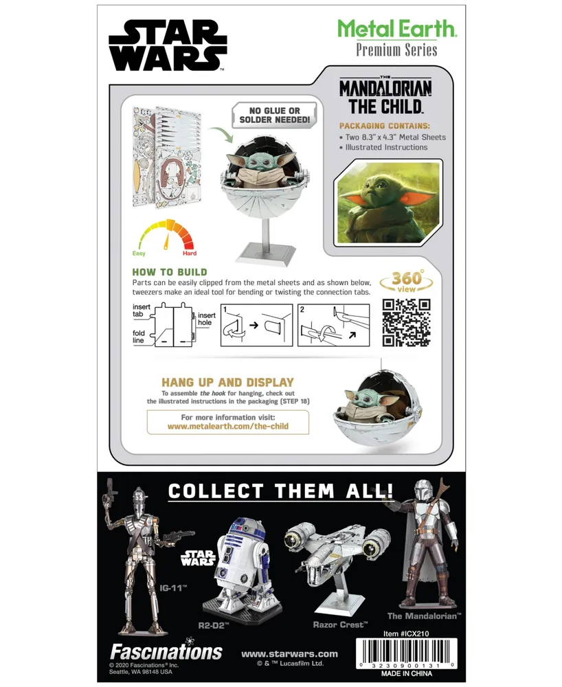 Fascinations Metal Earth Premium Series Iconx 3D Metal Model Kit Star Wars the Mandalorian the Child