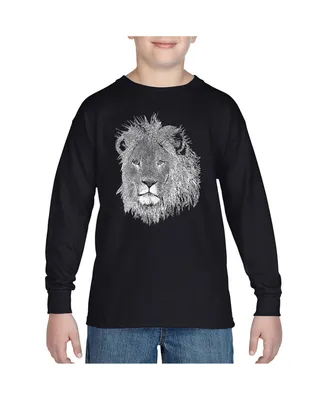 Big Boy's Word Art Long Sleeve T-shirt - Lion