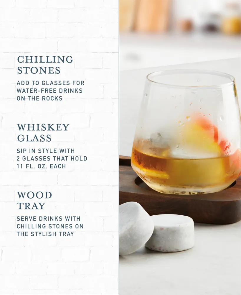 Studio Mercantile Whiskey Serving Tray Chilling Stone Set