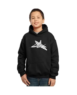 La Pop Art Boys Word Hooded Sweatshirt - Fighter Jet Need For Speed