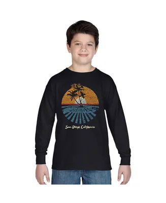 Big Boy's Word Art Long Sleeve T-shirt - Cities San Diego