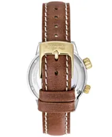 Abingdon Co. Women's Swiss Wasp Tribute Tri-Time Chestnut Leather Strap Watch 33mm