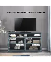 53 Wooden Tv Console, Storage Buffet Cabinet, Sideboard With Glass Door And Adjustable Shelves