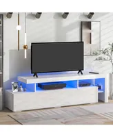 Simplie Fun Modern Style 16-Colored Led Lights Tv Cabinet, Uv High Gloss Surface Entertainment