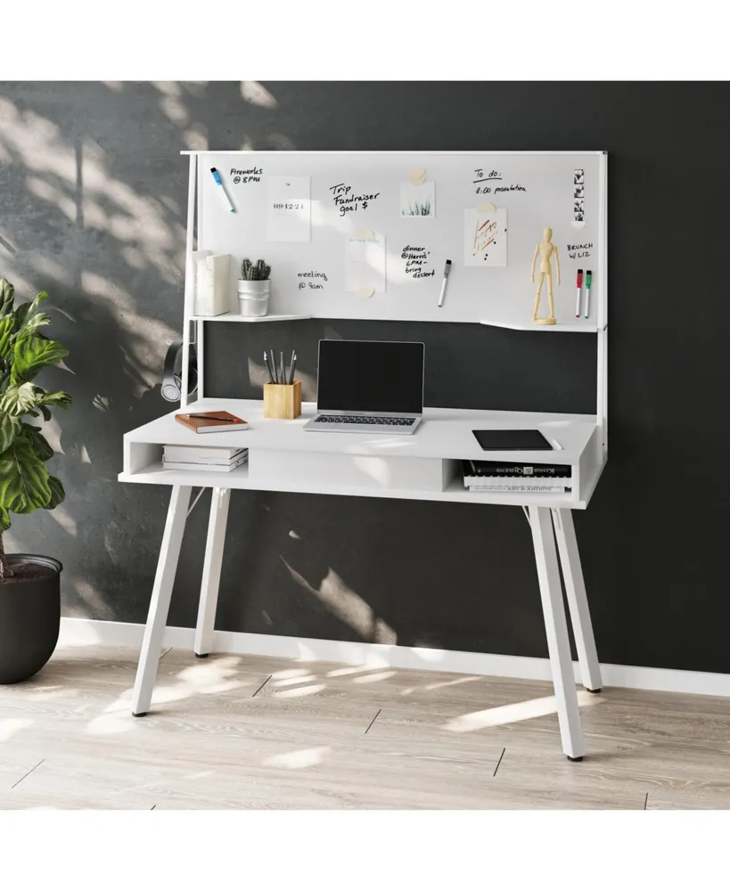 Streamdale Furniture Study Computer Desk With Storage & Magnetic Dry Erase Board