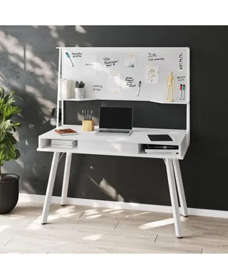 Simplie Fun Study Computer Desk With Storage & Magnetic Dry Erase Board