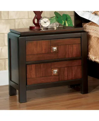Acacia Walnut 1pc Nightstand Only Transitional Solid wood 2-Drawers Square Chrome Knobs Multitone Unique Nightstand