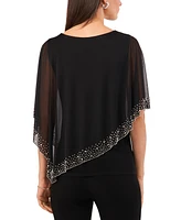 Msk Women's Beaded Overlay Cape Top