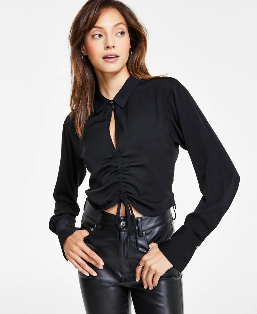 DKNY Long-Sleeve Mesh Top - Macy's