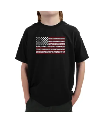 Big Boy's Word Art T-shirt - 50 States Usa Flag