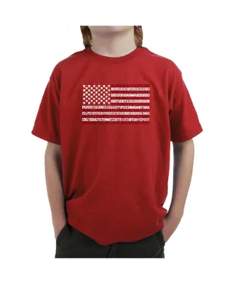 Big Boy's Word Art T-shirt - 50 States Usa Flag