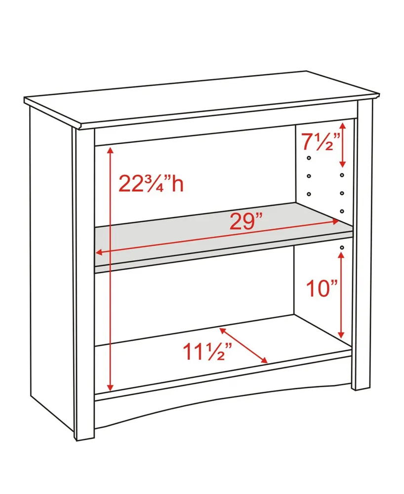 Prepac 31.5" 2-Shelf Composite Wood Home Office Standard Bookcase